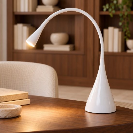 Lampada da scrivania con braccio flessibile per studio moderna bianco led 4w 3000k touch dimmer