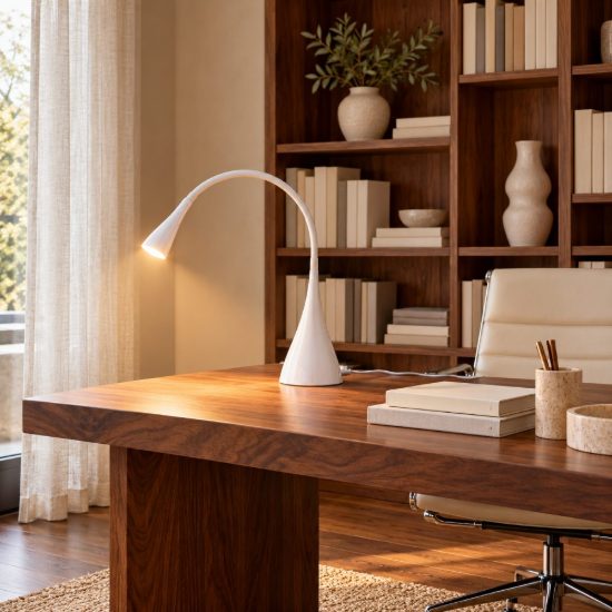 Lampada da scrivania con braccio flessibile per studio moderna bianco led 4w 3000k touch dimmer