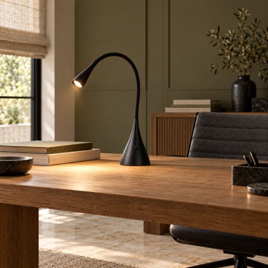 Lampada da scrivania con braccio flessibile per studio moderna nero led 4w 3000k dimmerabile