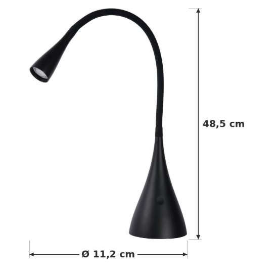 Lampada da scrivania con braccio flessibile per studio moderna nero led 4w 3000k dimmerabile