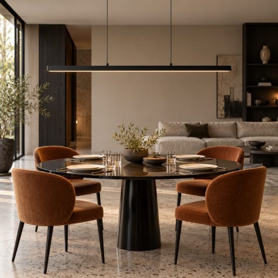 Lampadario a barra lineare grande per soggiorno moderno nero led 36w 2700k