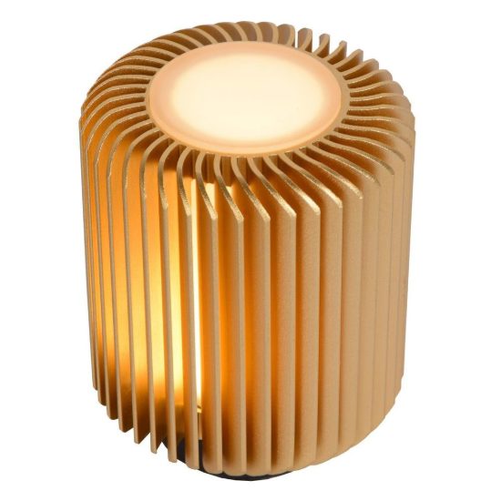 Abat-jour a cilindro per comodino contemporaneo oro nero led 5w 3000k