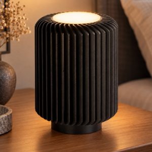 Abat-jour a cilindro per comodino moderno nero led 5w 3000k