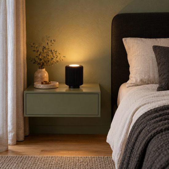 Abat-jour a cilindro per comodino moderno nero led 5w 3000k