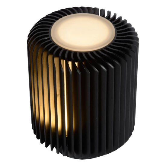 Abat-jour a cilindro per comodino moderno nero led 5w 3000k