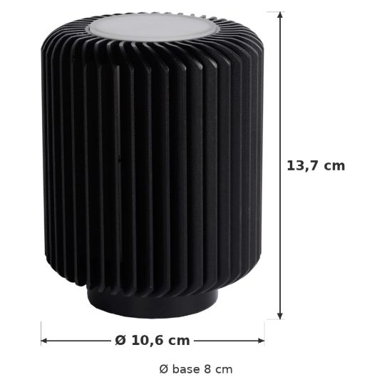 Abat-jour a cilindro per comodino moderno nero led 5w 3000k