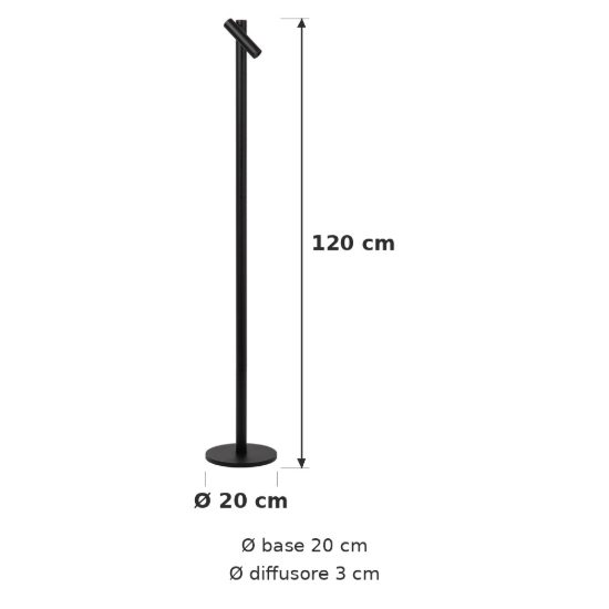 Piantana per soggiorno moderna nero led 2,2w 2700k touch dimmer ip54 ricaricabile