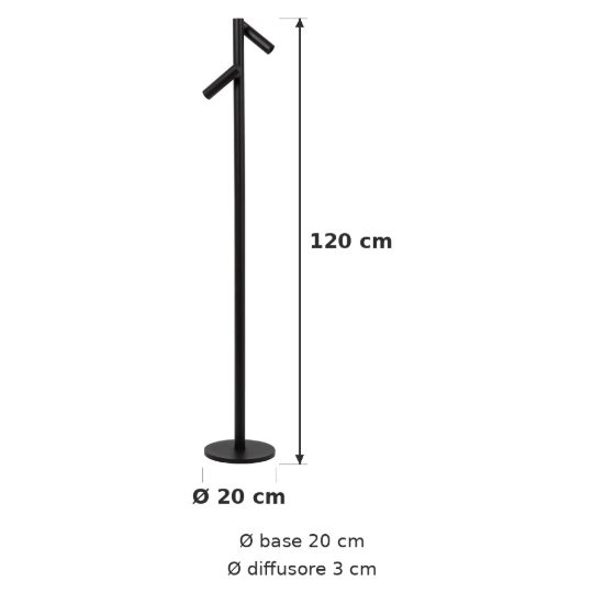 Lampada da terra per soggiorno moderna nero led 4,4w 2700k touch dimmer ip54 ricaricabile