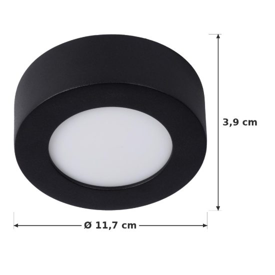 Plafoniera rotonda moderna nero led 8w 3000k ip44