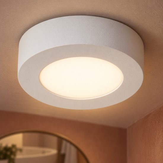 Plafoniera rotonda per bagno moderna bianco led 8w 3000k ip44