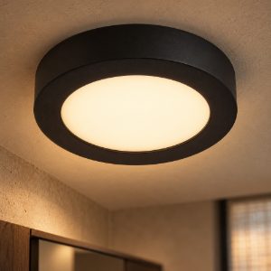 Plafoniera rotonda moderna nero led 12w 3000k ip44