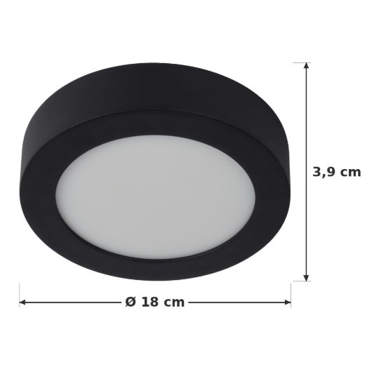 Plafoniera rotonda moderna nero led 12w 3000k ip44