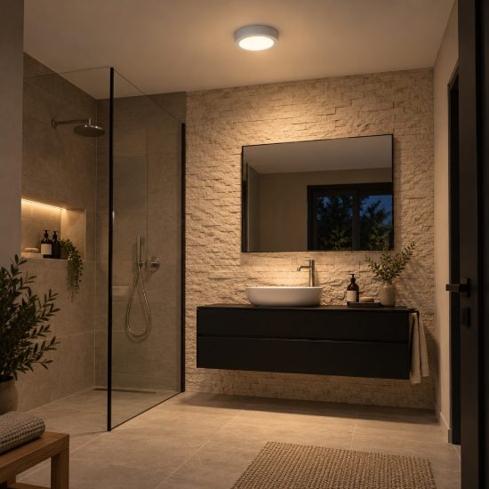 Plafoniera rotonda per bagno moderna bianco led 12w 3000k ip44