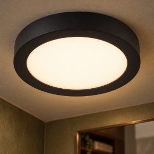 Plafoniera rotonda moderna nero led 15w 3000k ip44