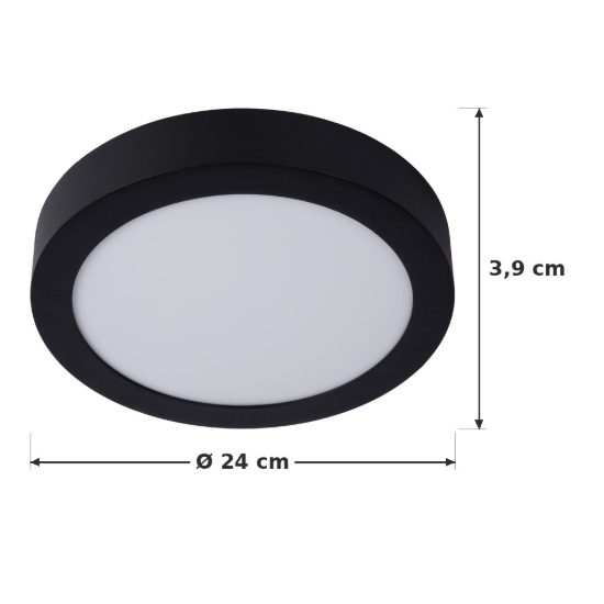 Plafoniera rotonda moderna nero led 15w 3000k ip44