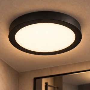 Plafoniera rotonda moderna nero led 30w 3000k ip44