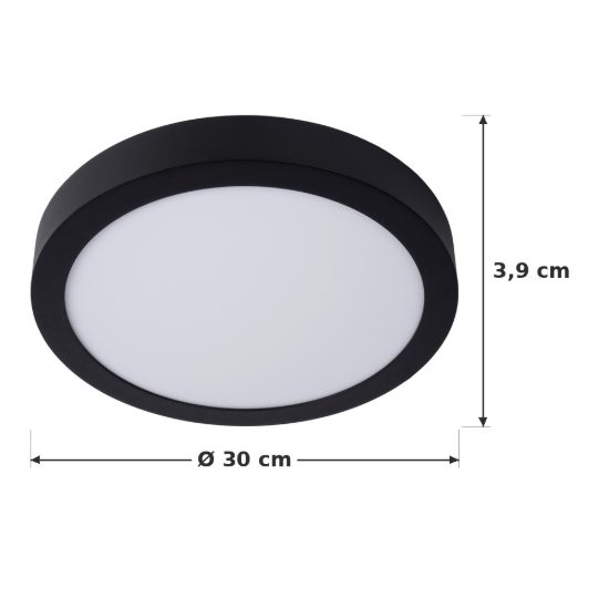 Plafoniera rotonda moderna nero led 30w 3000k ip44