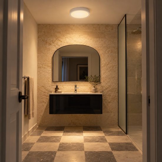 Plafoniera rotonda per bagno moderna bianco led 30w 3000k ip44