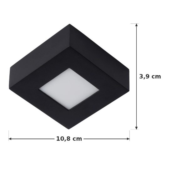 Plafoniera quadrata moderna nero led 8w 3000k ip44