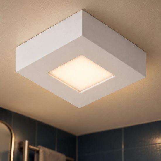 Plafoniera quadrata per bagno moderna bianco led 8w 3000k ip44