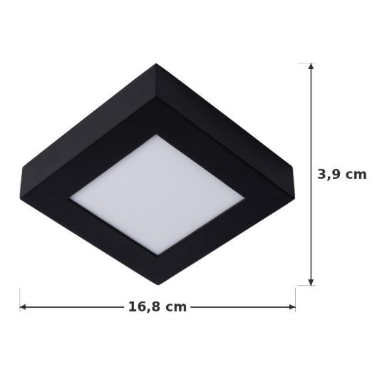Plafoniera quadrata moderna nero led 15w 3000k ip44