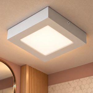 Plafoniera quadrata per bagno moderna bianco led 15w 3000k ip44