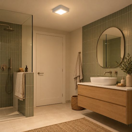 Plafoniera quadrata per bagno moderna bianco led 15w 3000k ip44