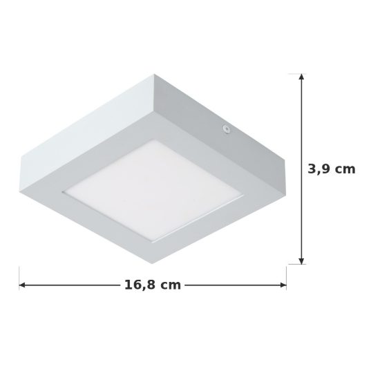 Plafoniera quadrata per bagno moderna bianco led 15w 3000k ip44