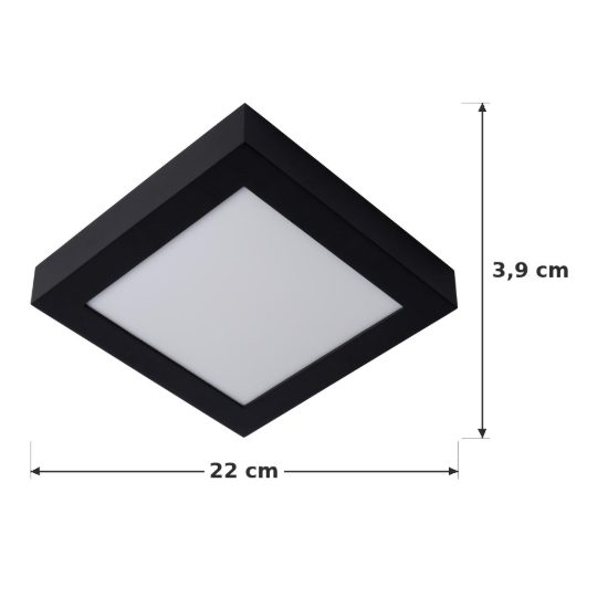 Plafoniera quadrata moderna nero led 22w 3000k ip44