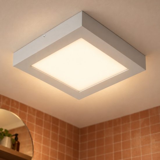 Plafoniera quadrata per bagno moderna bianco led 22w 3000k ip44