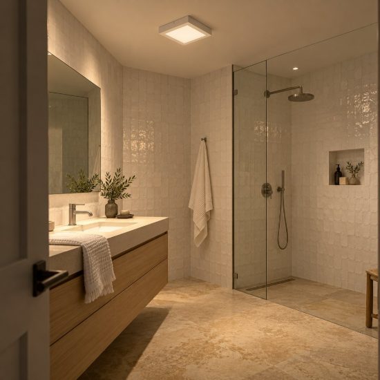 Plafoniera quadrata per bagno moderna bianco led 22w 3000k ip44