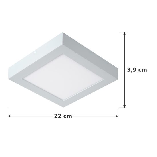 Plafoniera quadrata per bagno moderna bianco led 22w 3000k ip44