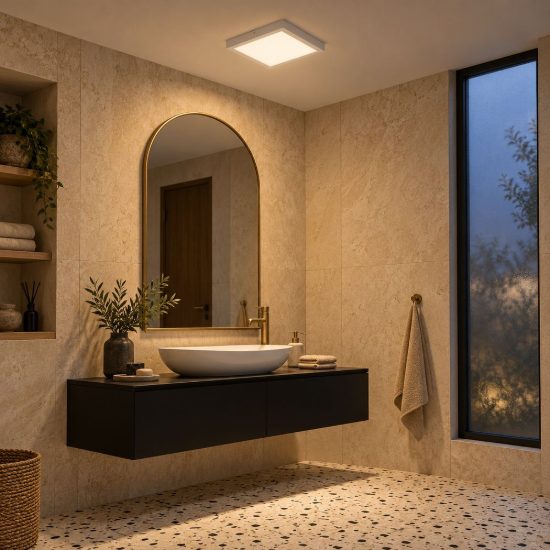 Plafoniera quadrata per bagno moderna bianco led 30w 3000k ip44