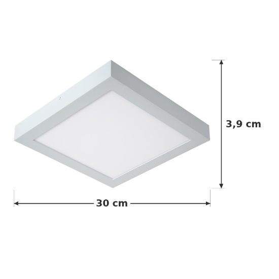 Plafoniera quadrata per bagno moderna bianco led 30w 3000k ip44