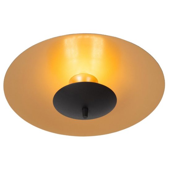 Plafoniera a disco contemporanea nero oro led 9w 3000k