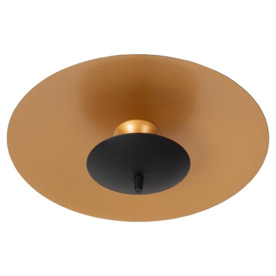 Plafoniera a disco contemporanea nero oro led 9w 3000k