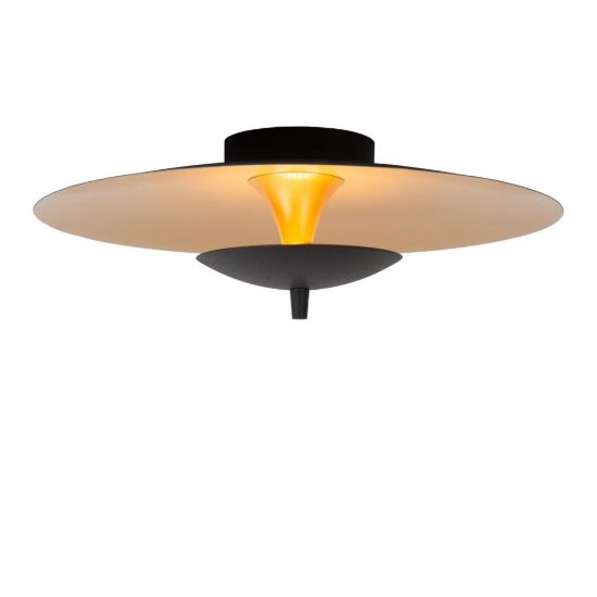 Plafoniera a disco contemporanea nero oro led 9w 3000k