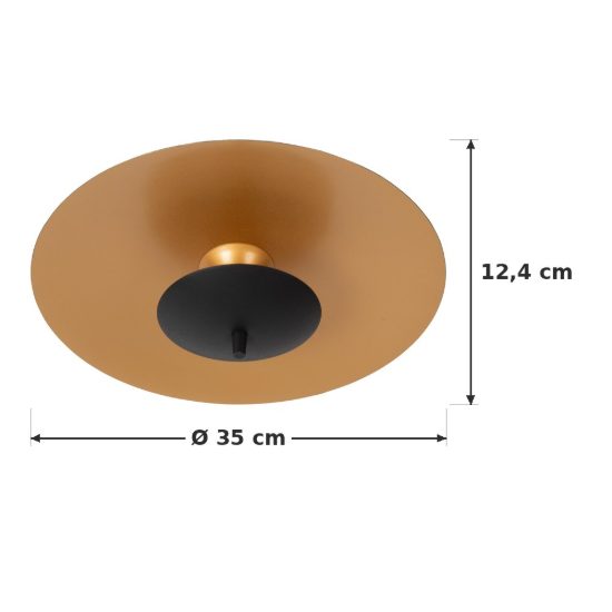 Plafoniera a disco contemporanea nero oro led 9w 3000k