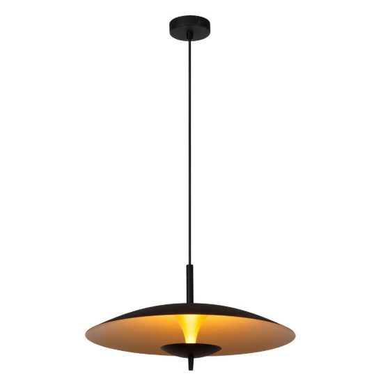 Lampadario a sospensione a disco per sala da pranzo contemporaneo nero oro led 9w 3000k