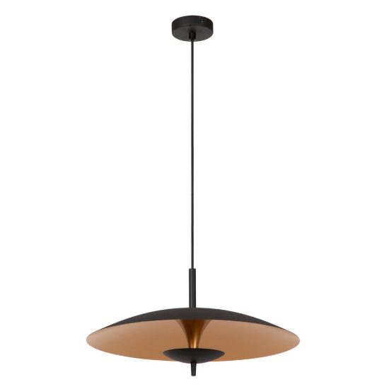 Lampadario a sospensione a disco per sala da pranzo contemporaneo nero oro led 9w 3000k