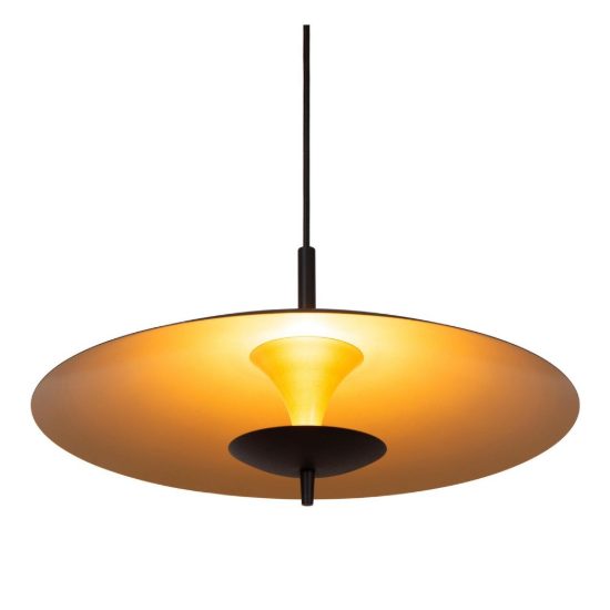 Lampadario a sospensione a disco per sala da pranzo contemporaneo nero oro led 9w 3000k