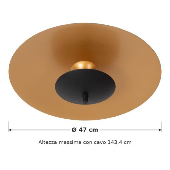 Lampadario a sospensione a disco per sala da pranzo contemporaneo nero oro led 9w 3000k