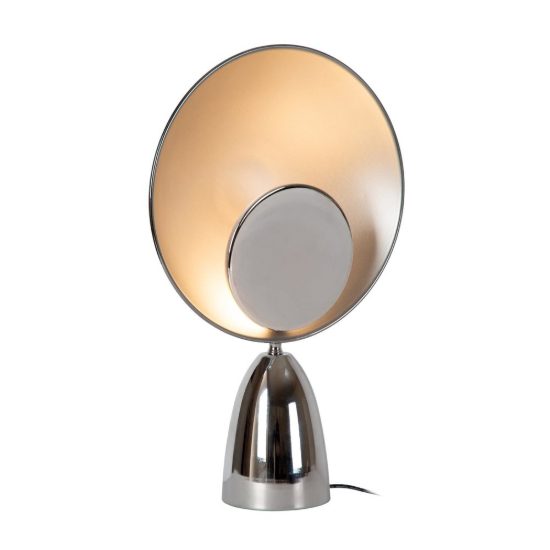 Lampada da tavolo rotonda per salotto moderna cromo nero led 8w 2100k