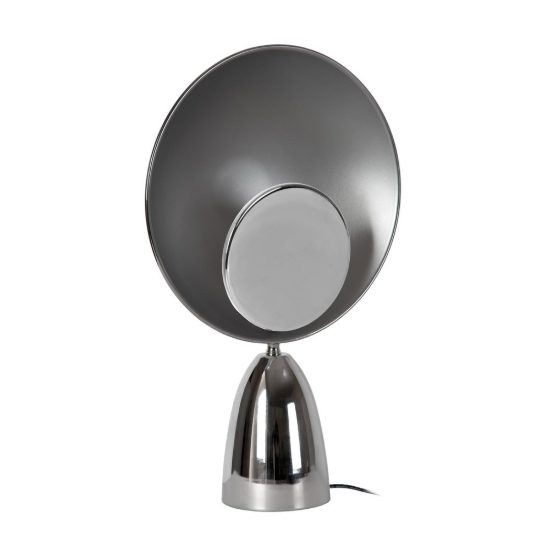 Lampada da tavolo rotonda per salotto moderna cromo nero led 8w 2100k