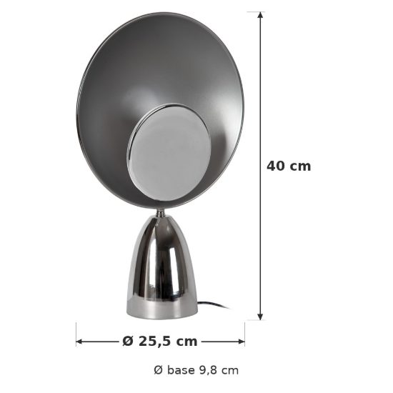 Lampada da tavolo rotonda per salotto moderna cromo nero led 8w 2100k