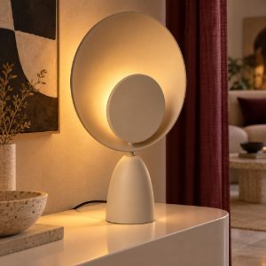 Lampada da tavolo rotonda per salotto moderna tortora nero led 8w 2100k