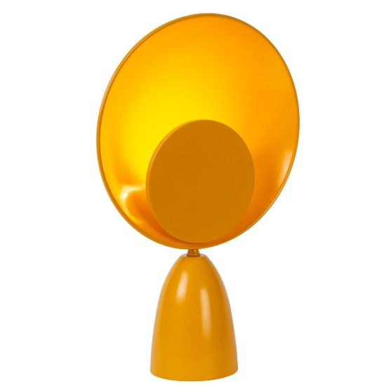 Lampada da tavolo rotonda per salotto moderna giallo ocra nero led 8w 2100k