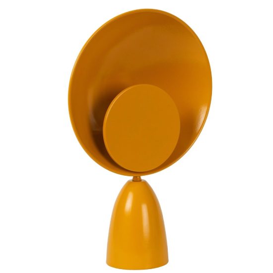 Lampada da tavolo rotonda per salotto moderna giallo ocra nero led 8w 2100k