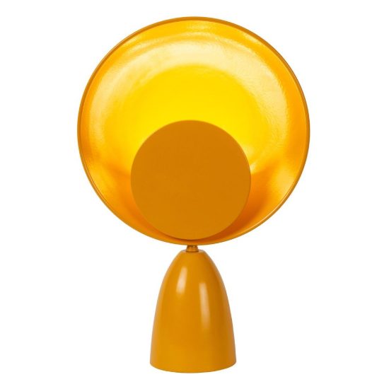 Lampada da tavolo rotonda per salotto moderna giallo ocra nero led 8w 2100k