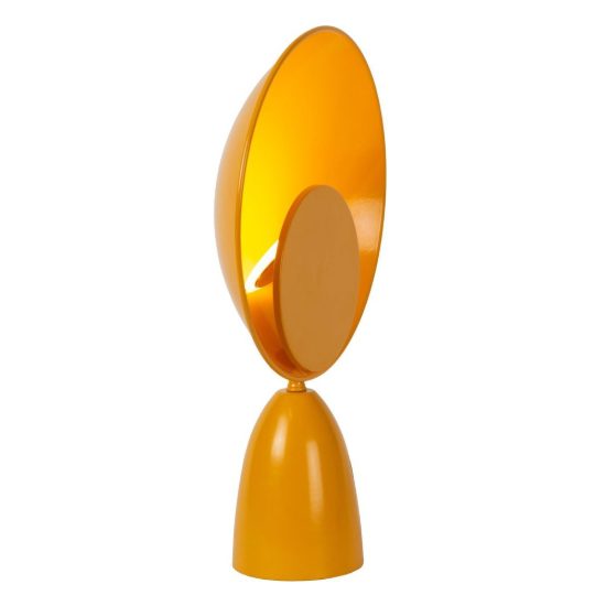 Lampada da tavolo rotonda per salotto moderna giallo ocra nero led 8w 2100k
